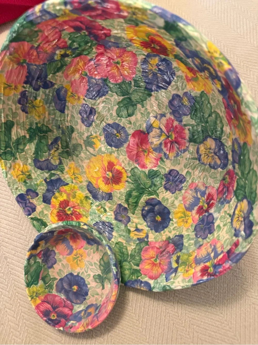 Original Use Floral Pansy Pattern Decorative Bowls in Pink, Yellow, Blue, Green